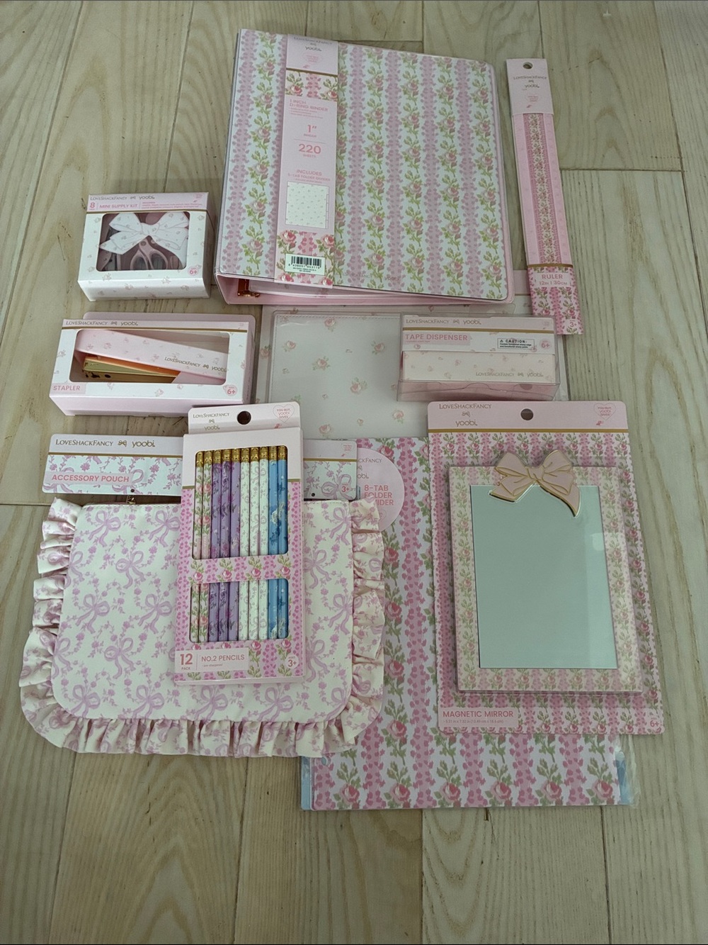 LoveShackFancy School Supplies Bundle - stapler, mini supply kit, ruler & more